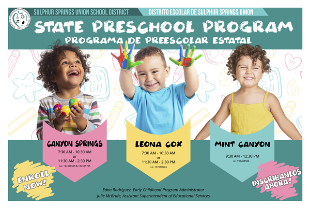 STATE PRESCHOOL PROGRAM STATE PRESCHOOL PROGRAM